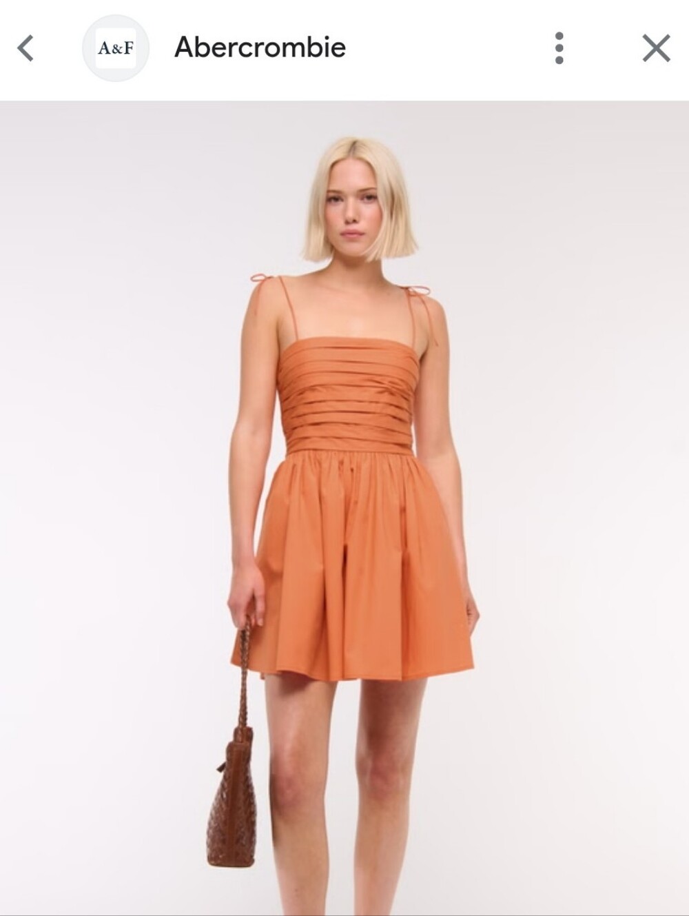 Abercrombie & Fitch Rust Tie-Shoulder Mini Dress